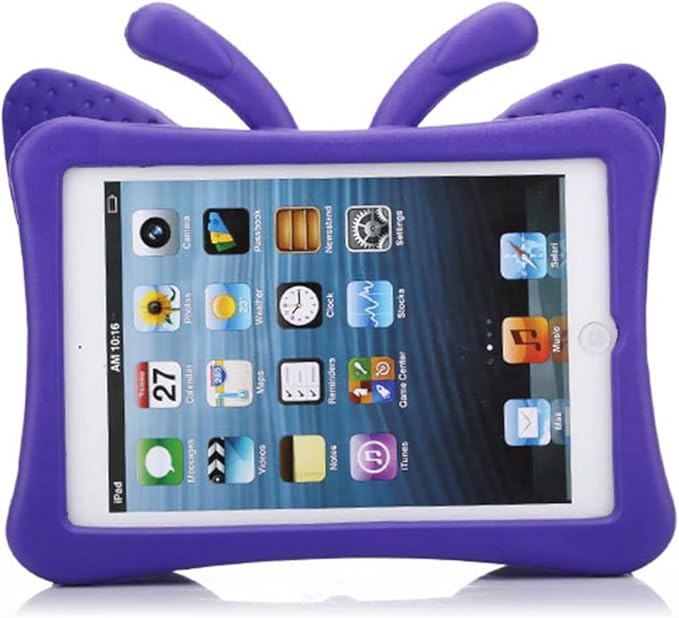 Kids Case for Apple iPad Mini 5/Mini 4/Mini 3/Mini 2/Mini 1 with kickstand Soft EVA Foam Lightweight Shockproof Stand Cover for iPad Mini 5th/4th/3rd/2nd/1st Generation 7.9", Purple Butterfly