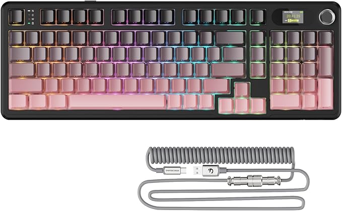 ATTACK SHARK X98PRO Wireless Mechanical Keyboard,Multi-Function Knob&TFT Screen,Tri-Mode BT/2.4GHz/USB-C Keyboard,Hot-Swappable RGB Backlit,4000mAh 98 Keys,Cloud Drive,for Win/Mac/Linux-BlackBerry