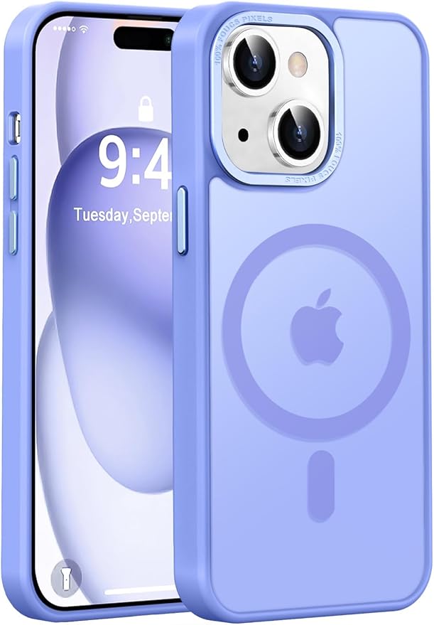 Newfuture Magnetic for iPhone 15 Case [Compatible with Magsafe] [Military Grade Drop Protection] Translucent Matte Anti-Fingerprint Shockproof Phone Case for iPhone 15 6.1 inch, Light Purple