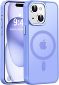 Newfuture Magnetic for iPhone 15 Case [Compatible with Magsafe] [Military Grade Drop Protection] Translucent Matte Anti-Fingerprint Shockproof Phone Case for iPhone 15 6.1 inch, Light Purple