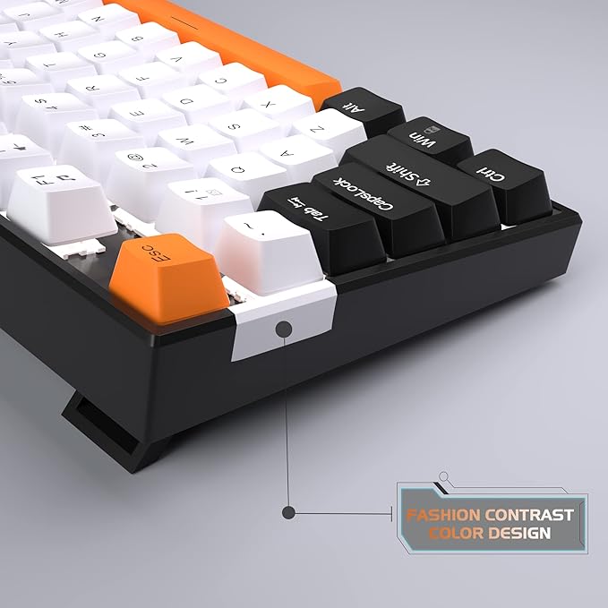 MageGee 75% Mechanical Gaming Keyboard, Yellow Switch, LED White Backlit, 87 Keys Compact TKL Wired Computer Keyboards for Windows Laptop PC Gamer - White/Black