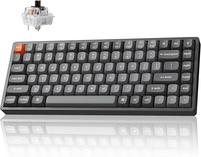 Keychron K2 Max QMK/VIA 2.4 GHz & Bluetooth Wireless Custom Mechanical Keyboard for Mac/Windows/Linux, 75% Layout Keyboard RGB Backlight with Aluminum Brown Switch - Black
