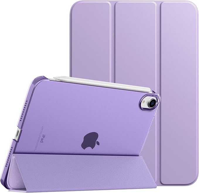 TiMOVO Case for iPad mini 7 A17 Pro 8.3-inch 2024, iPad mini 6th Generation Case, Slim Translucent Hard Back Folio Cover Support Touch ID & Apple Pencil Charging, Auto Wake/Sleep - Taro Purple