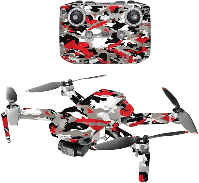 MightySkins Compatible with DJI Mini 2 Portable Drone - Red Camo | Protective, Durable, and Unique Vinyl Decal wrap Cover | Easy to Apply, Remove, and Change Styles | Made in The USA