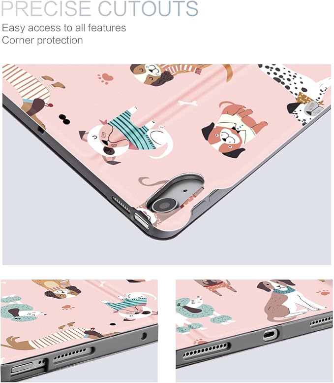 for iPad (A16) 11Th/10Th Generation Case 2025/2022, for iPad Case 11Th/10Th Generation, 10Th/11Th Gen iPadCase Cover Auto Wake/Sleep Multi-Angle Viewing Adjustable Stand, Pink Cute Dogs