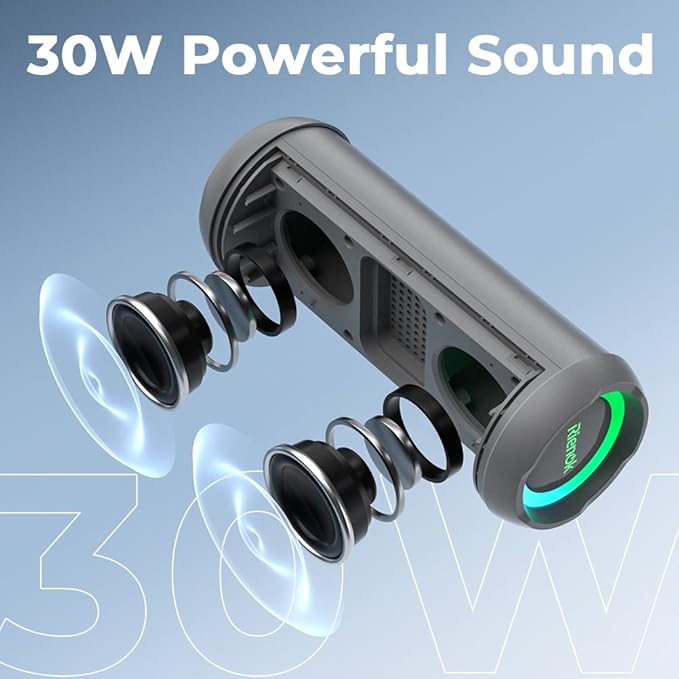RIENOK Portable Bluetooth Speaker 30W Dual Pairing True Wireless Stereo HD Sound IPX7 Waterproof Outdoor Sport Shower Speaker Bluetooth 5.3 for Home Party