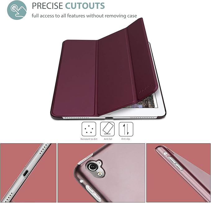 ProCase Smart Case for iPad Pro 9.7 Inch 2016, Ultra Slim Lightweight Stand Smart Case Shell with Translucent Frosted Back Cover for iPad Pro 9.7 Inch (A1673 A1674 A1675) -Wine