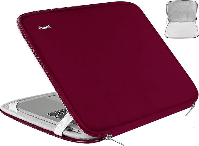 14 inch Laptop Sleeve, Upgrade Shockproof Protective Computer Cover Flip Case Briefcase Carrying Bag Compatible with 14" HP, Lenovo, Asus, Acer, Notebook, Chromebook Computer, Red