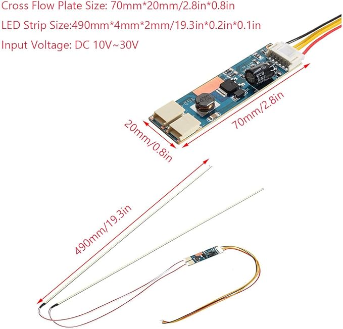 490mm LED Backlight Strip Light Kit DC 10-30V CCFL LCD Screen to LED Monitor Module Liquid Crystal Display Lamp Tube Light Bar