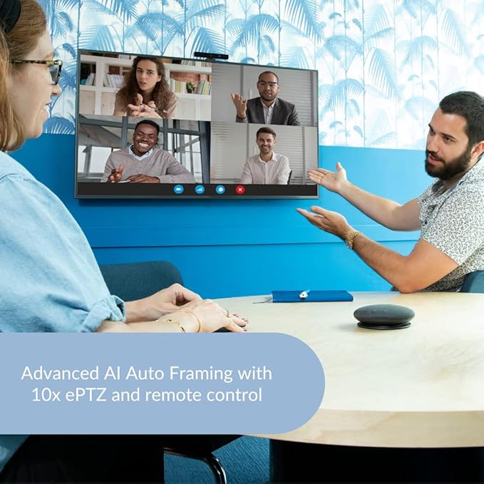 Boom Mezzo 4K AI Auto-Framing Conference Camera, 115° Ultra Wide ePTZ Video Bar with Dual Mics, USB 3.0 Plug-and-Play, Zoom Certified Huddle Room Webcam for Teams/Meet/Zoom