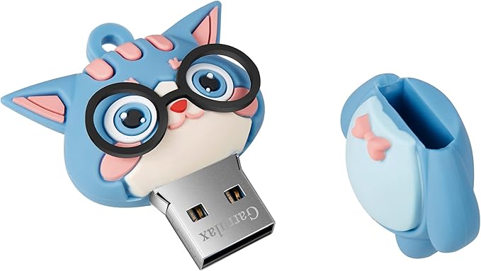 USB Flash Drives,Waterproof Silicone USB2.0 High Speed Thumb Memory Stick Pen Date Storage Pendrive U Disk (64GB,Blue Cat)