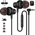 ASKUBSKU 3.5mm Headphones 5.9 ft Long Cord Wired Earbuds with Microphone Noise Cancelling Earphone HiFi Stereo Clear Call Volume Control Plug in 3.5mm Jack Wired Ear Buds for Laptop Chromebook PC