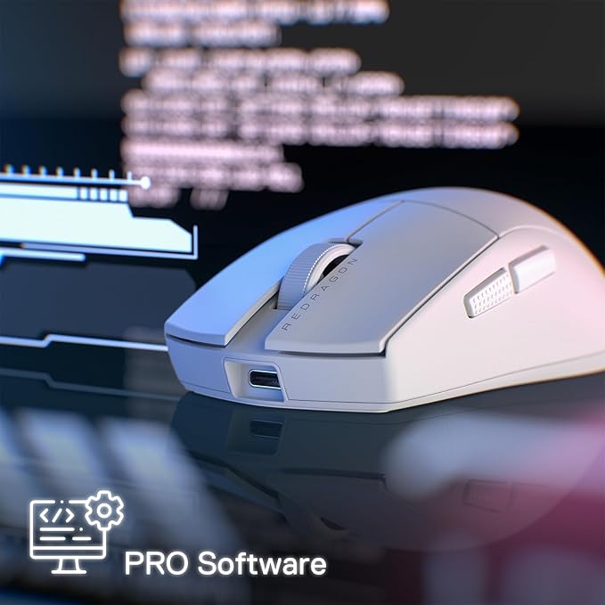 Redragon M916 PRO 3-Mode Wireless Gaming Mouse, 55G Ultra-Light 26K DPI Mouse w/Ergonomic Natural Grip Build, Full Programmable Buttons, Software Supports DIY Keybinds & DPI