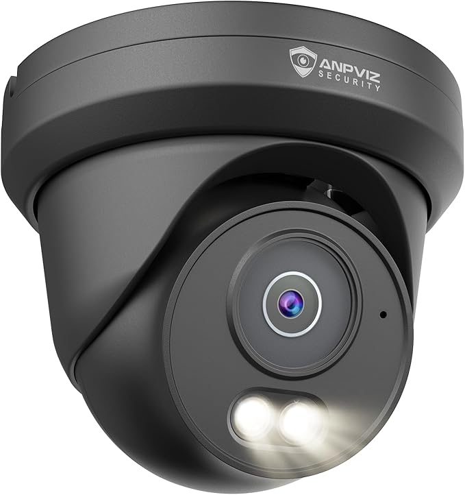 Anpviz 4MP PoE Camera Black, Full Metal Turret Security IP Camera Outdoor Wired, AI Human Motion Detection, Smart Color Night Vision, Built-in Mic, 2.8mm Lens@25FPS, NDAA, IPC-D3B43B-S (U Series)