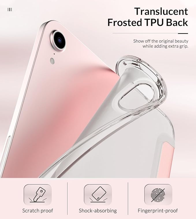 MoKo Case Fit New iPad mini 7 (A17 Pro) 2024, iPad mini 6th Generation Case 2021 (8.3-inch), iPad mini 6 Case, Soft TPU Translucent Frosted Back Cover Case for iPad mini 7th, Rose Gold