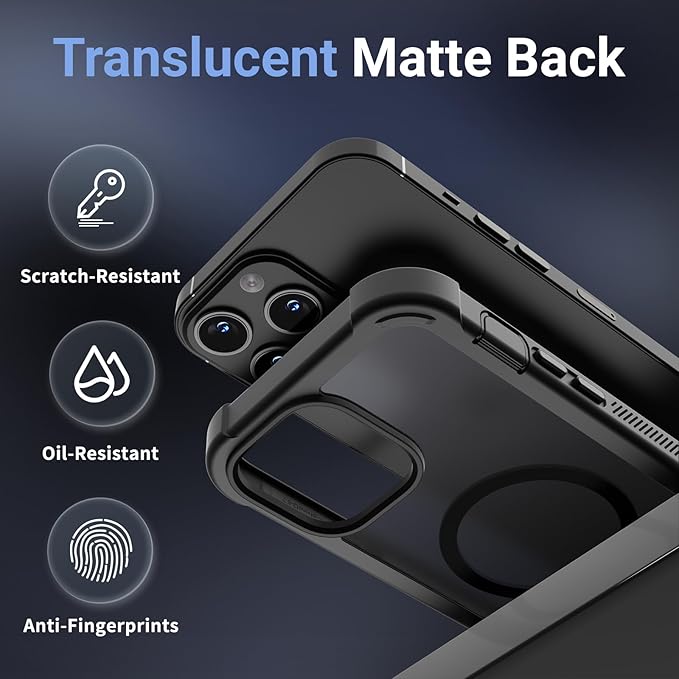 Magnetic for iPhone 13 Pro Max Case,[Screen Protector] [Compatible with MagSafe][Military Grade Drop Protection][Heavy Duty Protection][Shockproof] 2-Layer Durable Bumper Phone Case 6.7"-Black