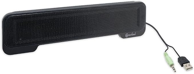 Syba USB Powered 3.5mm Audio Laptop Speaker CL-SPK20138 Clip-On Soundbar - Portable Compact Travel Stereo Speaker Bar Design Uses USB for Power 3.5mm Jack for Audio Black.
