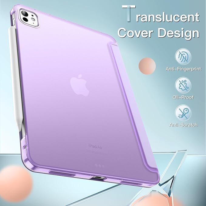 JETech Case for iPad Pro 13-Inch M4 (2024), Slim Stand Hard Back Shell Smart Cover with Auto Wake/Sleep (Purple)