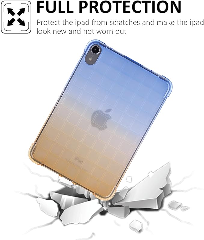 for iPad (A16) 11th Generation 11" 2025 & iPad 10th Generation Case 10.9 inch 2022, Lightweight Thin Translucent Soft TPU Back Shockproof Matte Clear Silicone Gradient Shell, Blue & Yellow