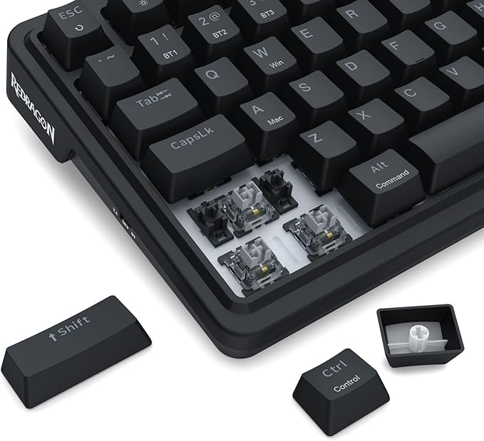Redragon K719 Wireless Gasket Gaming Keyboard w/Hype Screen & Knob, 95 Keys Mechanical Keyboard, Easy-Control 1.14’’ TFT Info Display, 5-Layer Noise Dampening, Custom Linear Switch, Essential Black