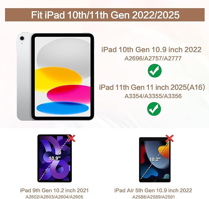 Lokigo New iPad (A16) 11th Generation Case 11 Inch 2025, iPad 10th Generation Case 2022 10.9 Inch, Multi-Angle Viewing Protective Stand IPad Cover 10th Generation, Auto Wake/Sleep, Turtle