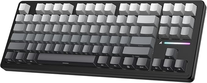 FELICON Attack Shark M87 PRO Wireless Mechanical Gaming Keyboard – 87-Key Tri-Mode (Bluetooth 5.0/2.4Ghz/USB-C), Hot-Swappable Linear Switch, RGB Backlit, 5000mAh Battery – Gray