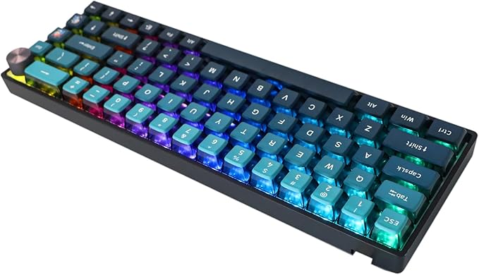 MOLGRIA SKYLOONG GK68 Blue Backlit Gaming Keyboard with Side Transparent Pudding Keycaps, Hot Swappable Red Optical Switches, Type C Wired Knob Mechanical Keyboard for Win/Mac OS