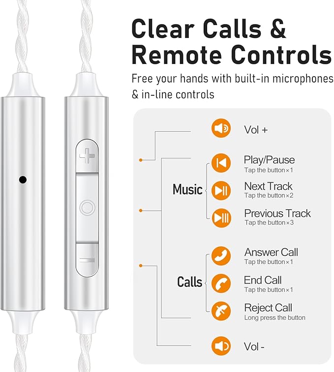 Vibes 202ML Wired Earbuds - HiFi in Ear Headphones for iPhone 5–14, Noise Isolating Ear Buds w/ Mic - Clear Sound, Deep Bass, Comfort-Fit Earphones - MMCX–LTN, Silver Plated Cord, Carrying Case