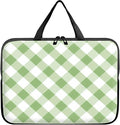 Laptop Sleeve Case Bag 15 inch, Green and White Checkered Slim Carrying Case Handbag Travel Laptop Bag for 15 inch MacBook Air M3/M2/15 Pro/Surface Laptop 7/6/5/4/3/ Dell XPS 15 Plus