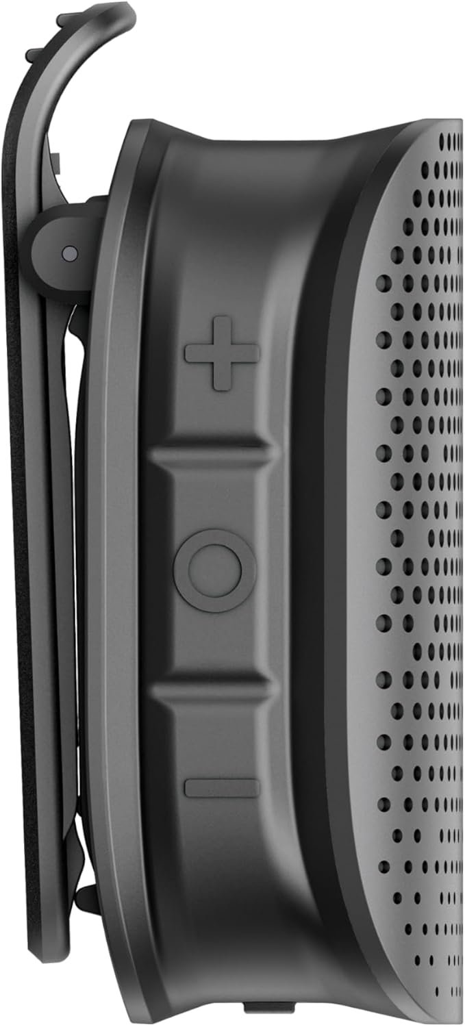 AT&T Essentials Clip Bluetooth Speaker | Mini Portable Bluetooth 5.3 Speaker with USB-C, Waterproof IPX5, 12-Hour Battery, Compact Clip-On Audio for Travel, Dorm, Outdoors - Black