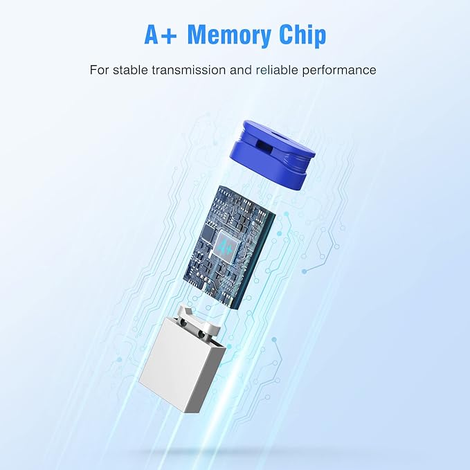 32GB Small USB Drive K&ZZ 10 Pack 32 GB Mini Thumb Drive with Lanyard 32G Low Profile USB Flash Drive Short Flash Drives for PC Laptop (32GB, Blue)