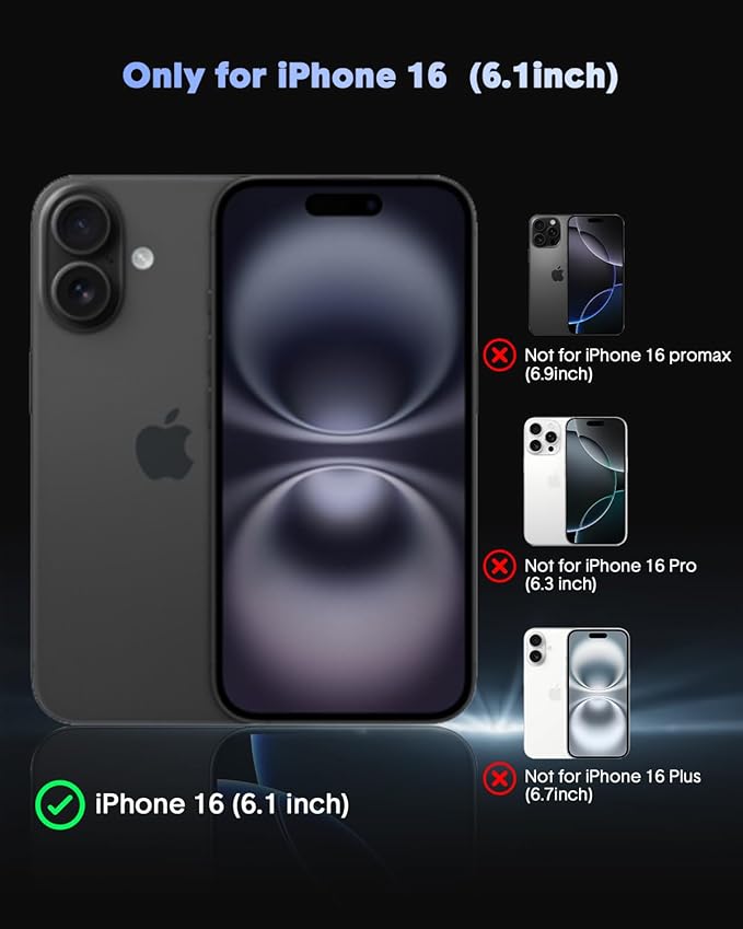 for iPhone 16 Case,Compatible with MagSafe, Includes Tempered Glass Screen & Lens Protectors, Translucent Matte Anti-Fingerprint, Slim Full-Body Military Grade Shockproof case