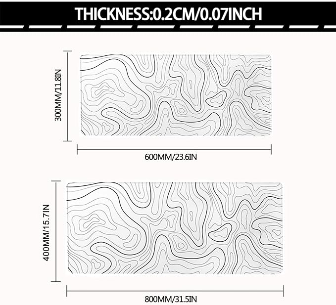 Rcege Large Mouse Pad for Desk - Gaming Mouse Pad with Stitched Edges, Anti-Slip Base for Keyboard and Mouse(White Line, 23.6L x 11.8W inches)