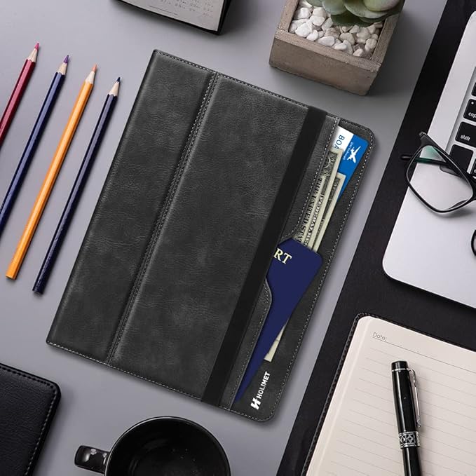 H HOLIMET Case for iPad Pro 11 inch 2022 4th/3rd/2nd/1st Generation 2021/2020/2018 with Pencil Holder PU Leather Protective with Pocket Strap Soft TPU Back Shockproof