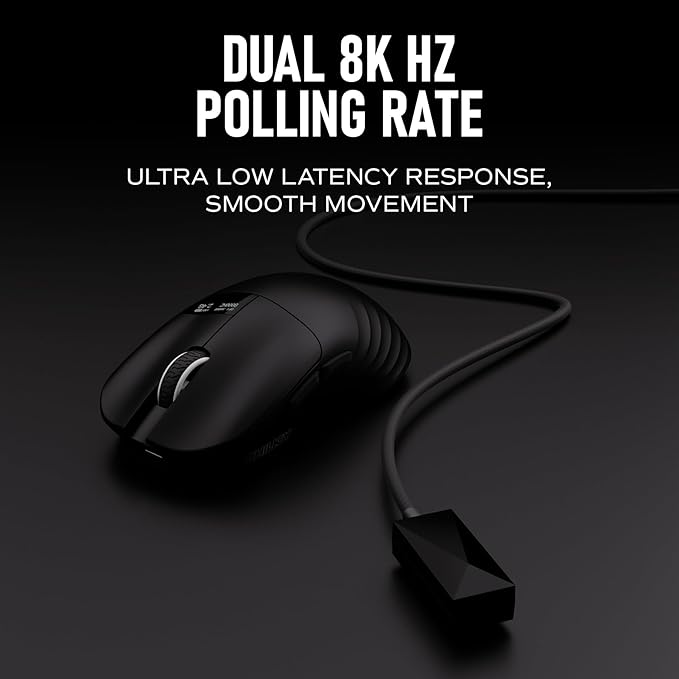 OOCTPK Chilkey Wireless Mouse, Glacier LW 8K M Gaming Mouse with OLED Screen, 8K Polling Rate, 30000 DPI Optical Tracking, 750 IPS, Bluetooth 5.2/2.4G/USB-C, 49g Super Lightweight, 100 Million Clicks