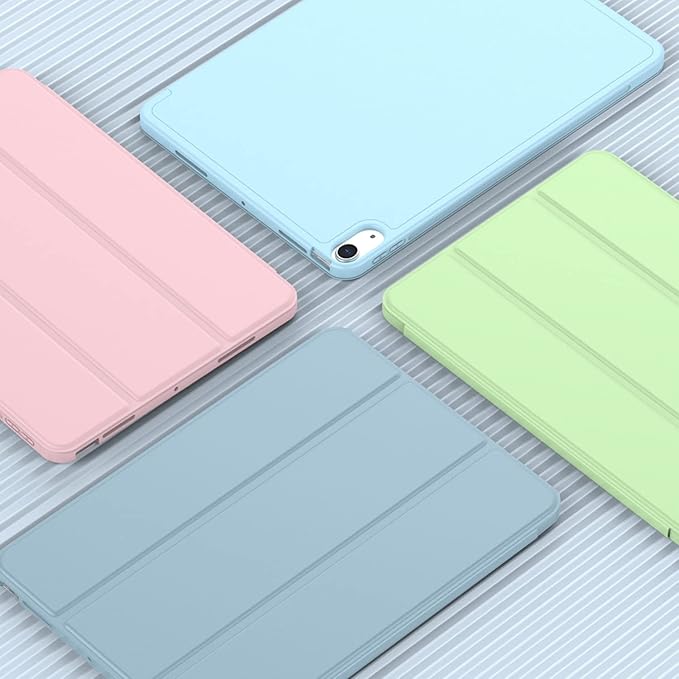 iMieet iPad Air 11 Inch Case M4/M3/M2(2026/2025/2024), iPad Air 5th/4th Generation Case 2022/2020 10.9 Inch with Pencil Holder,Trifold Stand Smart Case with Soft TPU Back(Light Blue)