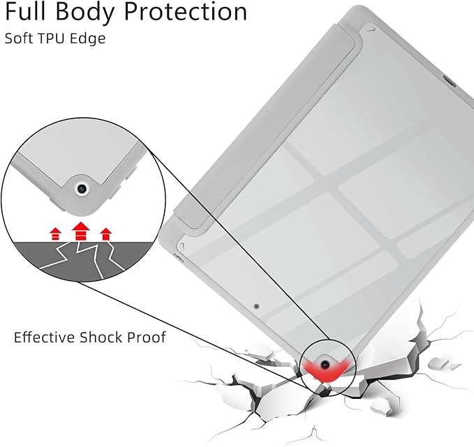 JOYLAND Cute Y2K Black Bow Case for iPad Pro 13-inch (M4) 2024, Clear Acrylic Hard Back Grey Case with Pencil Holder Trifold Stand Tablet Cover (Model Number:A2925/A2926/A3007)