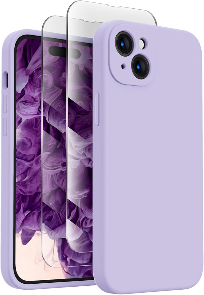 FireNova Designed for iPhone 15 Case, Silicone Upgraded [Camera Protection] Phone Case, Soft Anti-Scratch Microfiber Lining Inside, 6.1 inch, Clove Purple