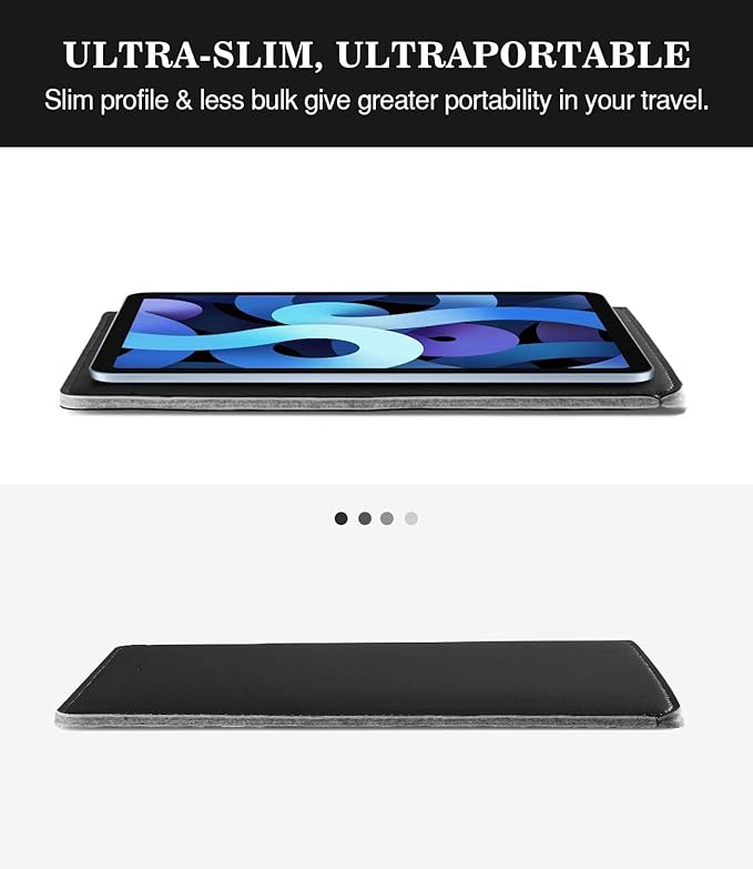 MoKo 9-11 Inch Tablet Sleeve, PU Leather Briefcase Slim Stylish Case Fits New 11-inch iPad Air M4 2026/iPad Pro M5, Air 5/4th 10.9, 10th Gen 10.9, 9/8. Gen 10.2, Tab S8/S9 11, Black