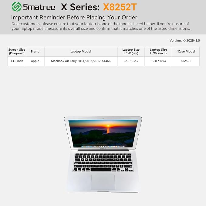Smatree Hard EVA Protective Sleeve Case Compatible for 13.3 inch Apple MacBook Air 2009/2010/2011/2012/2013/2014/2015/2017/A1466/A1369/A1304, for 13.3 inch Apple MacBook Pro 2012/A1278 Sleeve (X8252T)