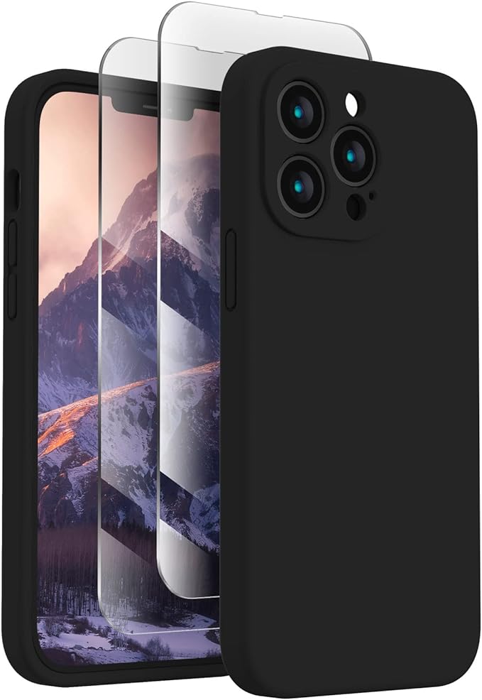 FireNova Designed for iPhone 13 Pro Max Case, Silicone [Camera Protection] Phone Case, Soft Anti-Scratch Microfiber Lining Inside, 6.7 inch, Black