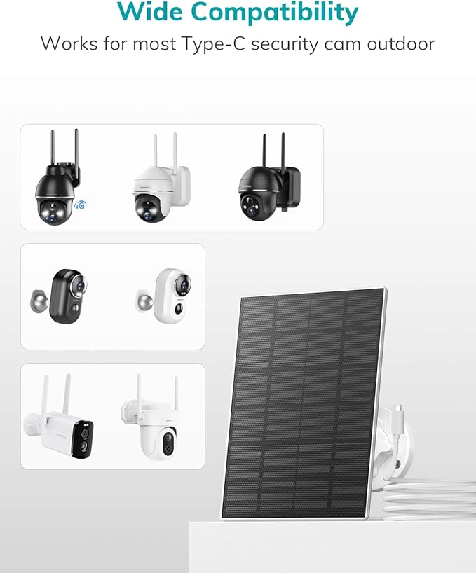 ZUMIMALL Security Cameras Wireless Outdoor with Magnetic Mount, 2K, 2.4G WiFi,3W Solar Panel with 10ft Type C Cable