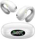 Boytond Ultra Open Ear Earbuds - Comfortable Clip-On Bone Conduction Earbuds, Over-The-Ear Open Headphones with Waterproof Build for Running, Gym Workouts, and Outdoor Sports, Elegant White