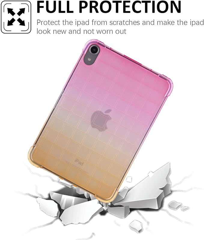 Translucent Case for iPad mini 7 A17 Pro 2024 & iPad mini 6 2021, Frosted Back Soft TPU Shockproof Matte Clear Silicone Bumper Shell for iPad mini 7th/6th Generation 8.3 inch, Pink & Yellow
