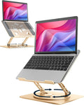 Aoviho 360° Rotating Laptop Stand for Desk | Adjustable, Foldable, Portable Aluminum Ergonomic Riser | Compatible with MacBook, Dell, HP & All Laptops 10-16 inch | Gold