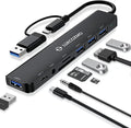 USB C Docking Station with Ethernet, 8 in 1 Docking Station to HDMI Adapter Displayport SD TF Card Reader, USB, 100W PD for USB C Thunderbolt 3 Laptops (Black)