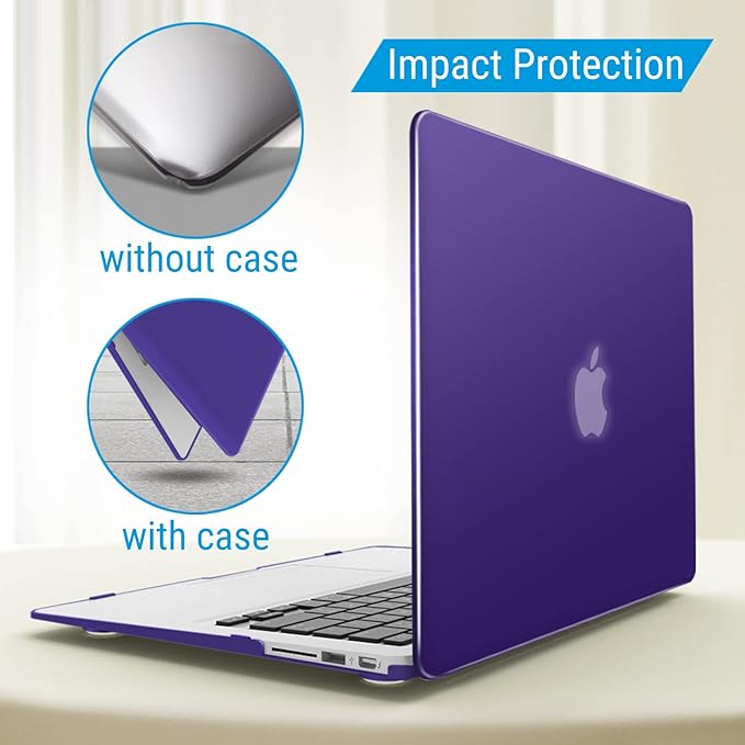 IBENZER Compatible with Old Version MacBook Air 13 Inch Case (2010-2017 Release). Models: A1466 / A1369, Plastic Hard Shell Case with Keyboard Cover for Mac Air 13, Ultra Purple, A13UAPU+1