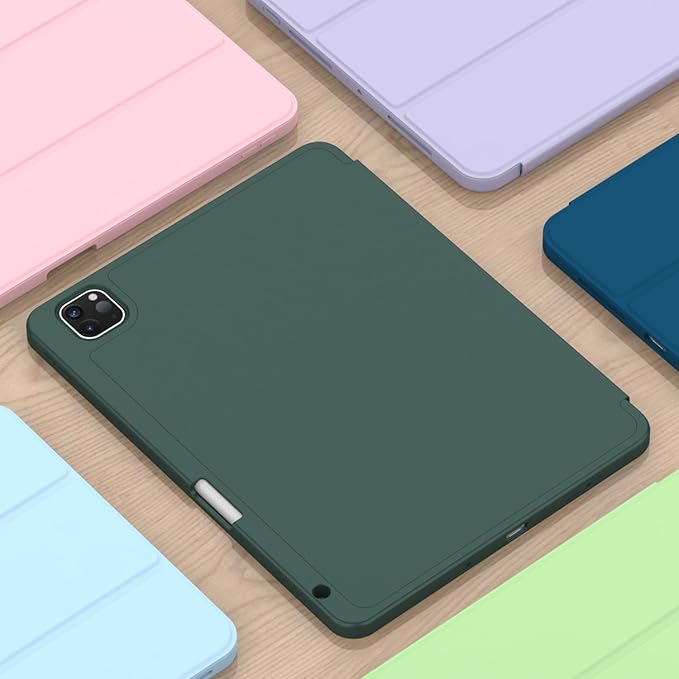 ZryXal iPad Pro 11 Inch Case (M5) 2025/ (M4) 2024 (Model: A2836/A2837/A3006), Trifold Stand Smart Cover with Pencil Holder and Soft TPU Back, Auto Wake/Sleep (Update Midnight Green)