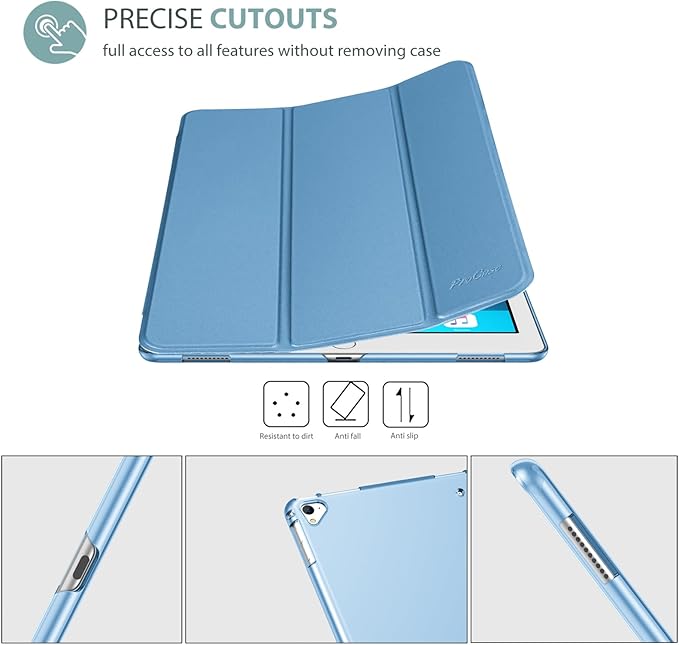 ProCase Smart Case for iPad Pro 12.9 Inch 1st and 2nd Generation (2015 and 2017 Model), Stand Cover Support Auto Sleep/Wake -Blue