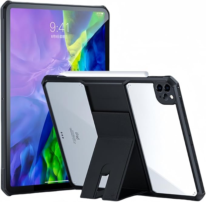 Clear Case for iPad Pro 11 Inch (4th/3rd/2nd Gen) 2022/2021/2020 Case with Stand Transparent Back Cover Kickstand Slim Light Drop Safe